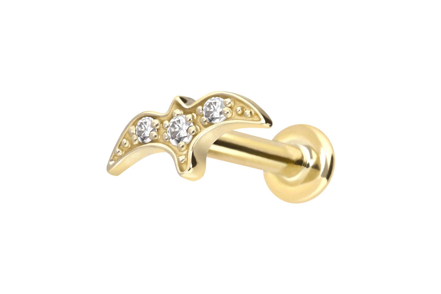 14 Karat Gold Labret Piercing mit Innengewinde MOISSANIT-SCHWALBE